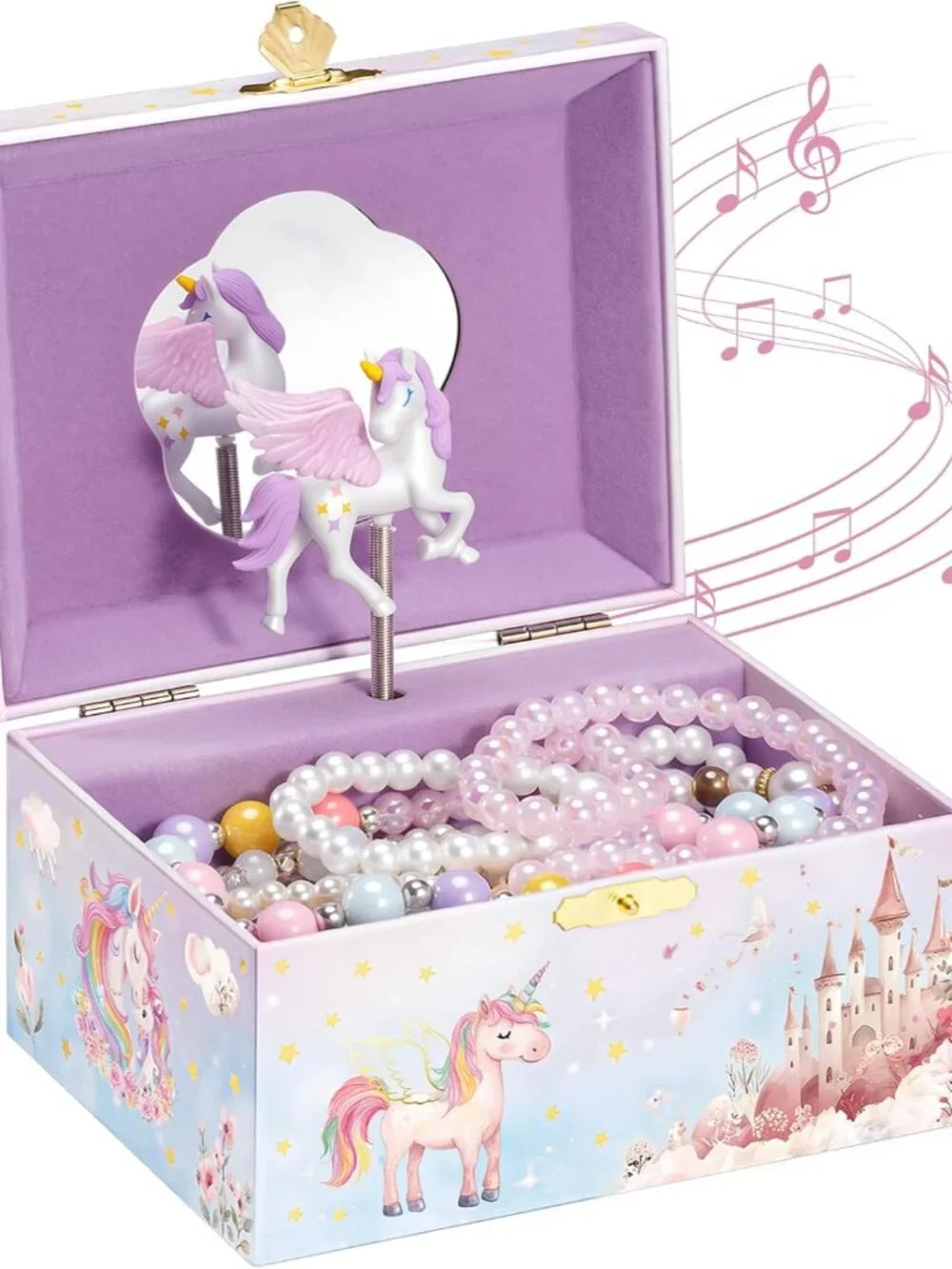 Unicorn Jewelry Box for Girls, Kids Musical Jewelry Boxes with Spinning Unicorn